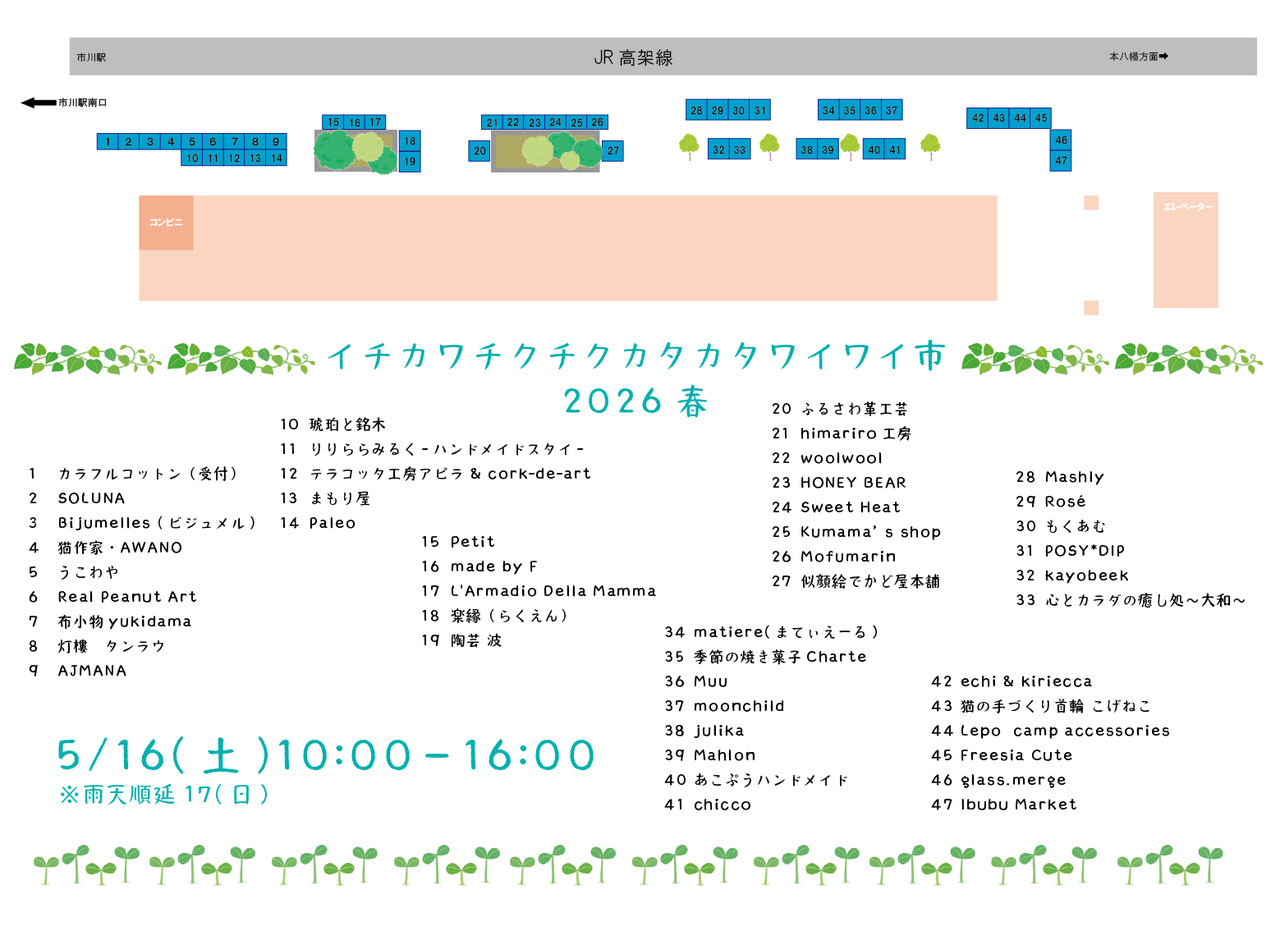 5/16（土）イチカワチクチクカタカタワイワイ市2026春が市川駅南口にて開催