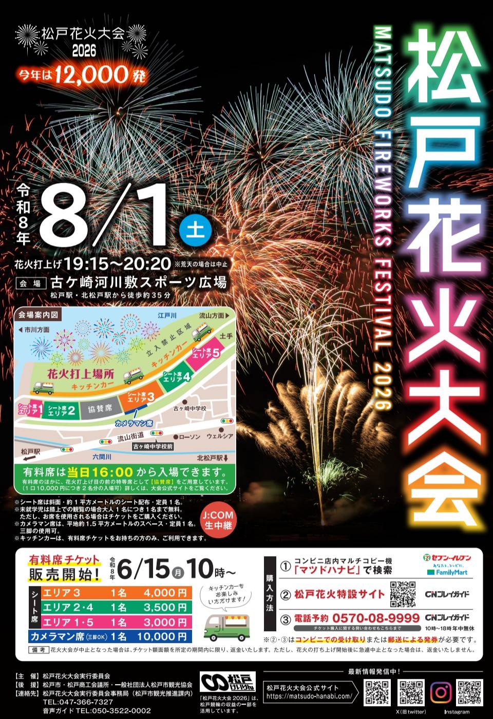 【松戸花火大会2026】無料観覧場所はある？チケットなしで見られる場所・キッチンカー・交通規制まとめ