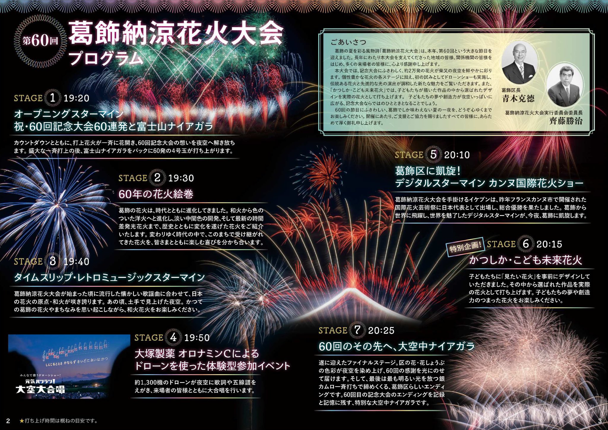 【葛飾区】7/28（火）第60回葛飾納涼花火大会（2026）が開催、約2万発＆ドローンショー／松戸側河川敷は観覧禁止／プログラム