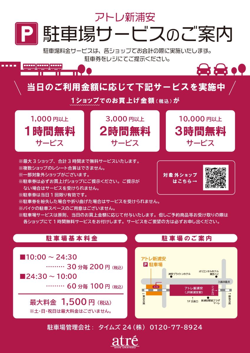 アトレ新浦安の駐車場(2026年7月)