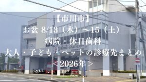 【市川市】お盆8/13（木）～15（土）の病院・休日歯科｜大人・子ども・ペットの診療先まとめ【2026年】