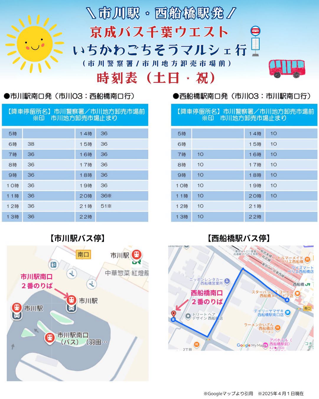いちかわごちそうマルシェバス時刻表