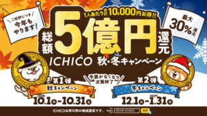 【市川市】イチコ最大30％還元キャンペーン実施決定！10/1（木）スタート、秋4000P・冬6000P｜総額5億円