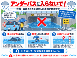 アンダーパスには入らないで／防災＆浸水対策