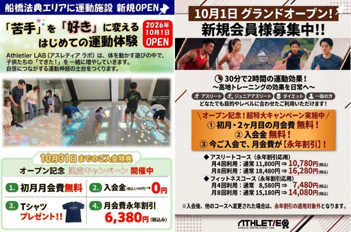 【市川市】柏井町に「Athletier LAB」が10月グランドオープン！“魔法の床”DIDIM＆低酸素トレーニング